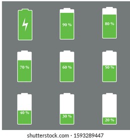 Phone battery vector icon. Flat icon symbol charging telephone battery
