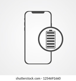 Phone with battery vector icon sign symbol