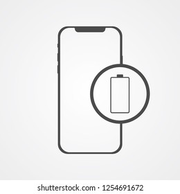Phone with battery vector icon sign symbol