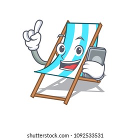 With phone beach chair character cartoon