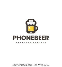 phone beer vector logo design