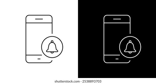 Phone with bell icon in line style. Cellphone notification concept