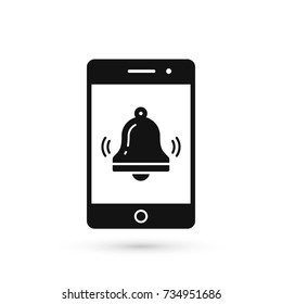 Phone And Bell Notification Icon. Vector Smartphone Call Signal Illustration.