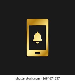 phone, bell, ringtone gold icon. Vector illustration of golden style