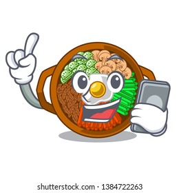 With phone bibimbap isolated with in the character