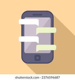 Phone big chat icon flat vector. Internet content. Business group