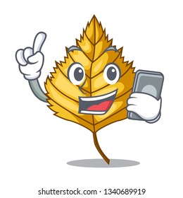 With phone birch leaf in the mascot shape