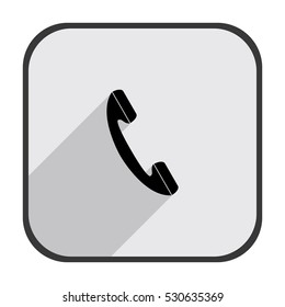 Phone - black vector icon with  long shadow