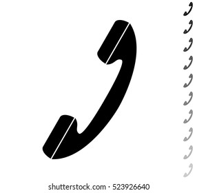 Phone - black vector icon and ten icons in  shades of grey