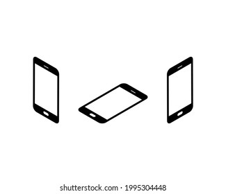 Iconos de vector negro de teléfono en estilo isométrico. Símbolo Smartphone aislado Ilustración vectorial EPS 10