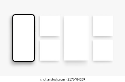 Phone With Blank App Screens. Template For Social Media Posts. Vector Illustration