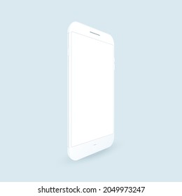 Phone with blank screen. Frame of smartphone vector clay mockup. Minimal template for web design presentation. Vertical standing device.