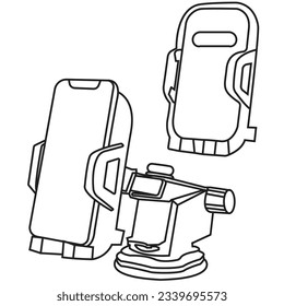 phone blank screen side view with stand vector outline