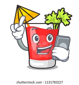 With phone bloody mary character cartoon