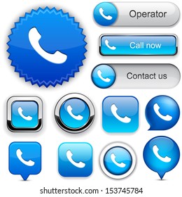 Phone blue design elements for website or app. Vector eps10. 