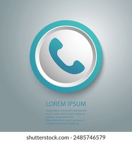 Phone blue icon flat style. vector illustration
