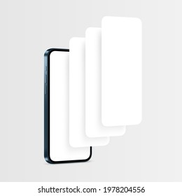 Phone Blue Mockup with Blank App Pages. Concept for Showcasing Mobile App Design Projects. Vector illustration