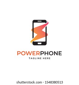 Phone with bolt logo design template symbol.Power phone illustration