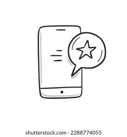 Phone bonus message doodle icon. Smartphone customer message hand drawn sketch style icon. Bonus earn, loyalty program doodle drawn concept. Vector illustration