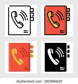 Phone book and address icon vector design in filled, thin line, outline and flat style.