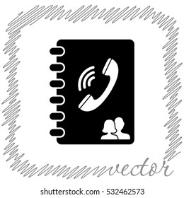 Phone book  black  vector icon