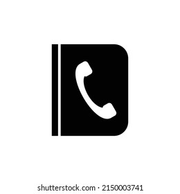 Phone book black and white icon vector simple flat design 