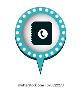phone book in circular speech with blue contour with dotted and tail vector illustration