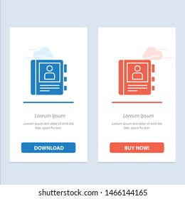 Phone, Book, Diary, Info  Blue and Red Download and Buy Now web Widget Card Template. Vector Icon Template background