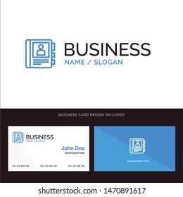 Phone, Book, Diary, Info Blue Business logo and Business Card Template. Front and Back Design. Vector Icon Template background