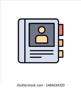 Phone, Book, Diary, Info  Flat Color Icon. Vector icon banner Template. Vector Icon Template background