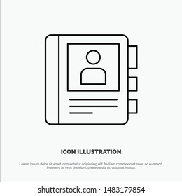 Phone, Book, Diary, Info Line Icon Vector