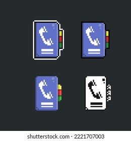 libreta de teléfonos con un color diferente en el estilo de arte de píxeles