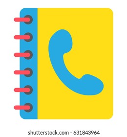 Phone book flat icon, Contact us and website button, vector graphics, a colorful solid pattern on a white background, eps 10.
