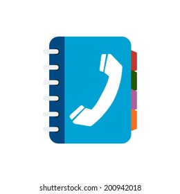 Phone book flat icon. Flat design style.