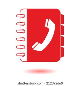 Phone book flat icon. Flat design style.