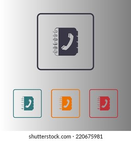 Phone book flat icon. Flat design style.