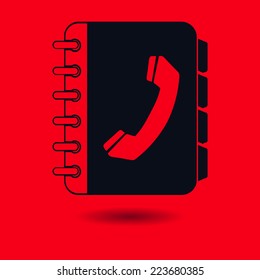Phone book flat icon. Flat design style.