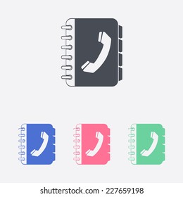 Phone book flat icon. Flat design style.