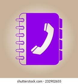 Phone book flat icon. Flat design style.