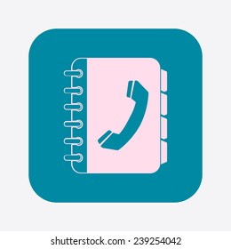 Phone book flat icon. Flat design style.