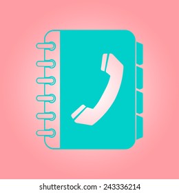 Phone book flat icon. Flat design style.