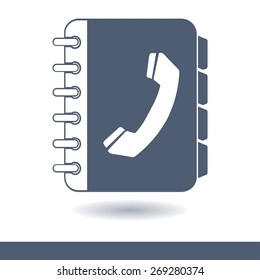 Phone book flat icon. Flat design style.
