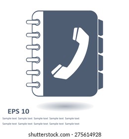 Phone book flat icon. Flat design style.