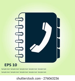 Phone book flat icon. Flat design style.