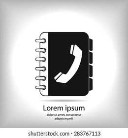 Phone book flat icon. Flat design style.