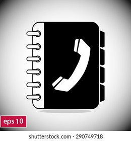 Phone book flat icon. Flat design style.