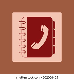 Phone book flat icon. Flat design style.