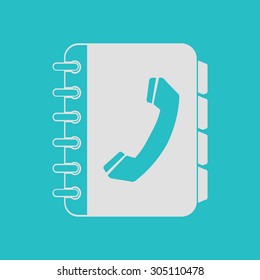 Phone book flat icon. Flat design style.