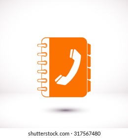 Phone book flat icon. Flat design style.