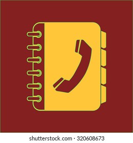 Phone book flat icon. Flat design style.